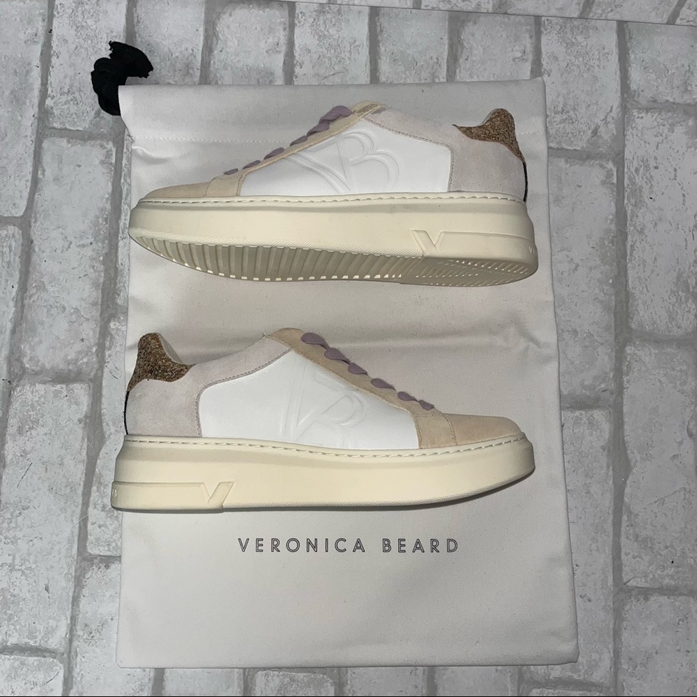 NWT VERONICA BEARD Geri Colorblock Leather & Suede Sneakers size 6.5 - Picture 10 of 13